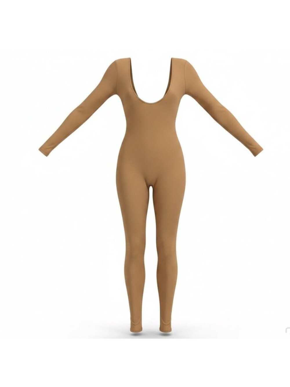 Baltogs Womens Tan Scoop Neck & Long Sleeve Stretch Catsuit Size M